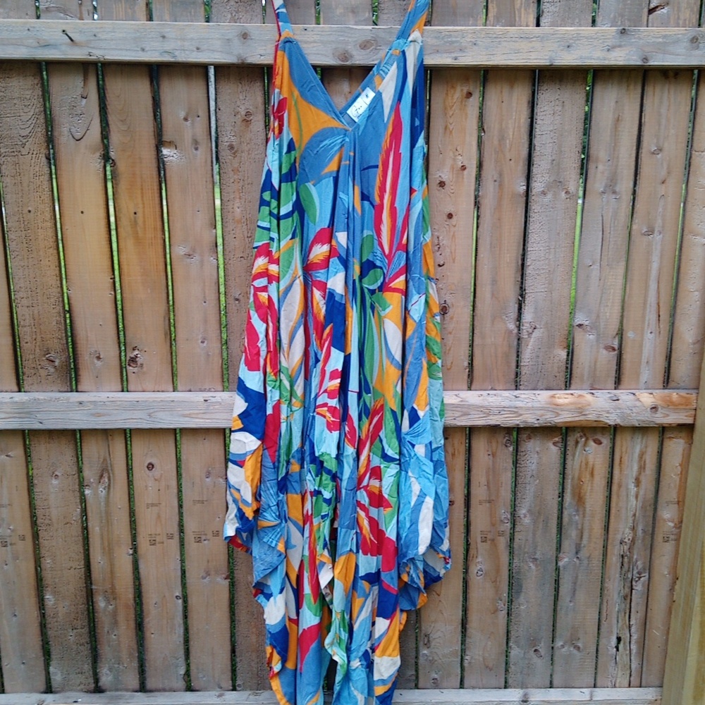 Goa Beachwear By Japna Multi Color Double V Neck Flowy Dress
